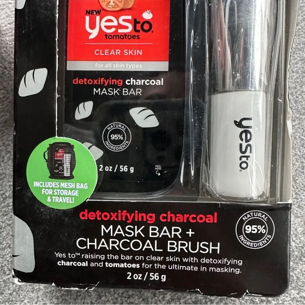 NEW Detoxifying Charcoal Mask (2-oz Bar) & Charcoal Brush by Yes to Tomatoes